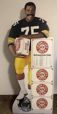 Exhibición de cerveza Iron City de los Pittsburgh Steelers de colección Mean Joe Greene Salón de la fama fuera de existencia Foto 1 de 2