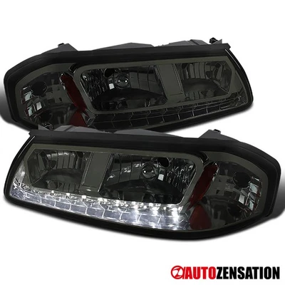 Fit 2000-2005 Chevy Impala Smoke LED Strip Headlights Headlamps Left+Right 00-05 - Изображение 1 из 4
