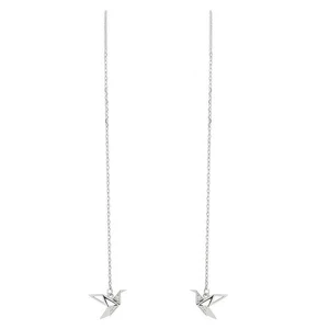 Yixuan Sparkling Diamond Origami Crane Ear Threader New Korean Style Long - Picture 1 of 1