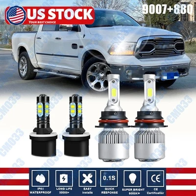 Faro LED alto/bajo para Dodge RAM 1500 2500 3500 1994-2001 + faros antiniebla bombillas Foto 1 de 4