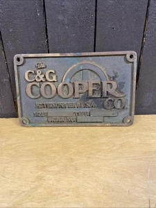 C & G Cooper Co Steam Engine Sign Plaque Mt Vernon Ohio 9”x 5-1/2” Brass - Picture 1 of 7