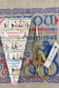 French Sajou Embroidery Scissors Cigo - Stork Medium Gilded - Picture 1 of 2