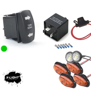 ATV UTV Rocker Switch Blue LED's Blinker Turn Signal Kit With Led Flasher Relay - Picture 1 of 9