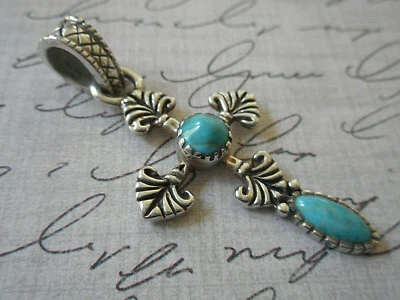 Colgante Cruz Turquesa Plata Esterlina Oxidada Barse Ornamentado RE18-Z1 Foto 1 de 4