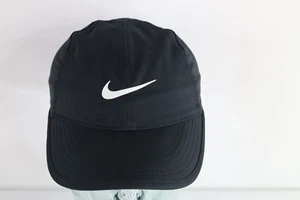 Vtg Nike Featherlight Travis Scott Mini Swoosh Vented Hat Cap Black Polyester - Picture 1 of 8