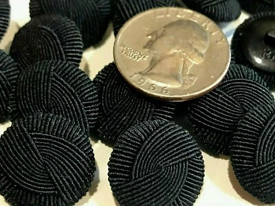  New Black Fabric Cloth Covered Buttons hand made size 3/4 inch  EF90 - Image 1 of 4