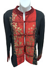 Icelandic Long Sleeve Kimono Style Sweater Size Medium Womens Red Black Cardigan