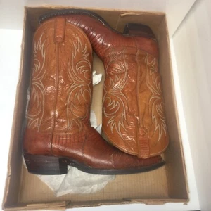 STIVALI VINTAGE DAN POST UOMO TAGLIA 9 1/2 D MARRONE pelle di lucertola western COWBOY 6836 - Foto 1 di 24