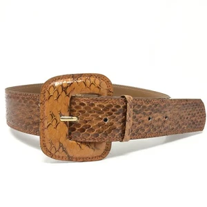 The Ritz Collection Wide Belt Womens Size S/M Brown Full Genuine Snakeskin Tan - Picture 1 of 8