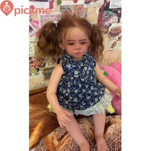 Bambola bambina 32" Reborn enorme realistica capelli radicati a mano giocattolo bambini regalo - Foto 1 di 4