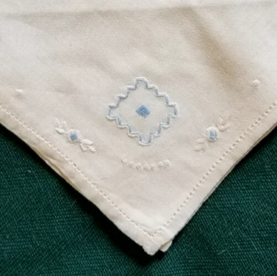 Pañuelo antiguo de ojal formal Art Deco de soltero de la década de 1920 azul blanco Foto 1 de 4