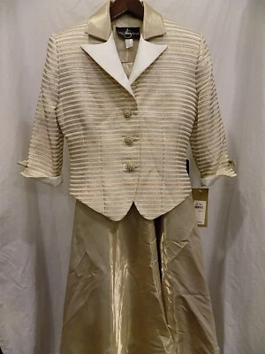 NWT JS COLLECTIONS Gold & Ivory DAYTON CHAMP #5568 2Pc Dress Set Size 4 (251) - Image 1 of 4