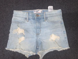 Abercrombie Kids High-rise Shortie Shorts Youth Girls Size 11/12 Blue Adjustable - Picture 1 of 6