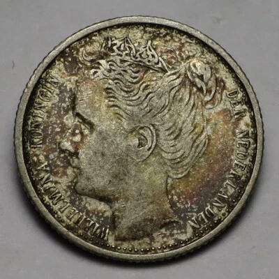 Netherlands 1903 10 Cents, KM#135 XF+/AU Toned - Image 1 of 2