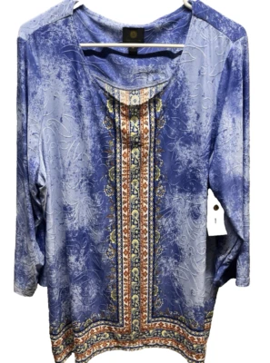 Colección JM Blusa Mujer Talla Grande 2X Camisa Jacquard Azul Lila ¡Nueva! Foto 1 de 4