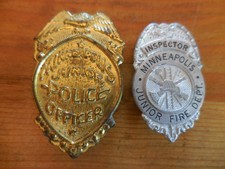 Vintage Minneapolis Junior Police Officer & Fire Inspector Badge 