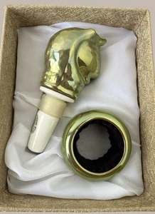 Zsolnay Ungarn glasiertes Porzellan Ochsenkopf Wein Stopfen Set Neu im Karton - Bild 1 von 6