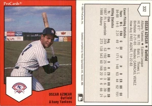 Oscar Azocar 1989 ProCards Minor League Team Sets #332 Card - Picture 1 of 1