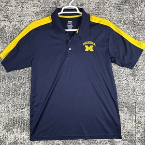 Pro Edge Polo Shirt Mens Large Short Sleeve Michigan Wolverines Blue - Picture 1 of 9
