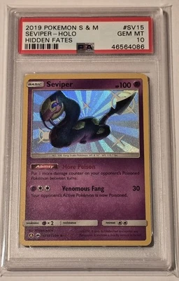2019 Pokemon Sun & Moon Hidden Fates Seviper Shiny Vault Holo Rare #SV15 PSA 10 - Image 1 of 2