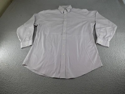 Jos A Bank Travelers Collection Shirt Mens 17x34 Purple Striped Tailored Fit - Image 1 of 4