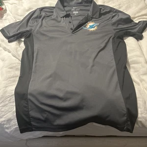 Miami Dolphins Polo Shirt Mens Medium Gray Dri-Fit Nike Used - Picture 1 of 5