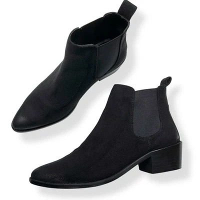 Botas Report Mujer Talla 8 Negras Imitación Gamuza Punta Tacón Bloque Botín al Tobillo Foto 1 de 4