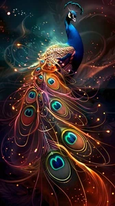 Animals Birds Peacock Abstract Painting Home Decor Wall Art Prints On Canvas - Picture 1 of 9