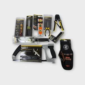 KLEIN TOOLS LOT 9 PIECE VOLTAGE TESTER HAND SAWS PLIERS CRIMPER - Picture 1 of 1