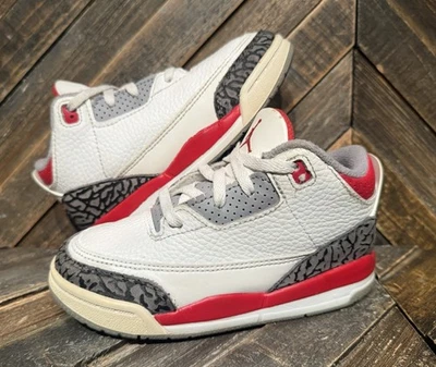 Nike Air Jordan 3 Retro “Fire Red” TD Toddler Size 10C Shoes (DM0968-160) - Image 1 of 4