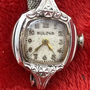 Reloj de cóctel vintage 1950 Bulova L0 10k oro blanco laminado placa damas - Imagen 1 de 11