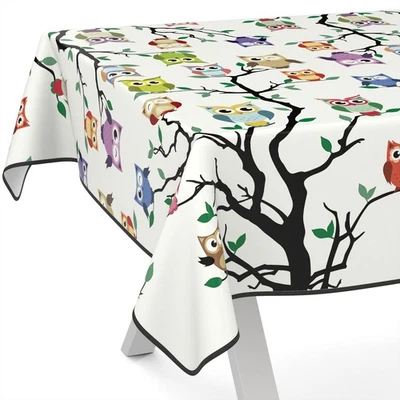 Wachstuchtischdecke Tischdecke abwaschbar Gartentischdecke ANRO Eulen - Bild 1 von 4