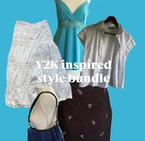 Y2K 2000er inspirierter Stil Paket Posten Vintage Großhandel Wiederverkauf Handtasche Rock S-M   - Bild 1 von 6