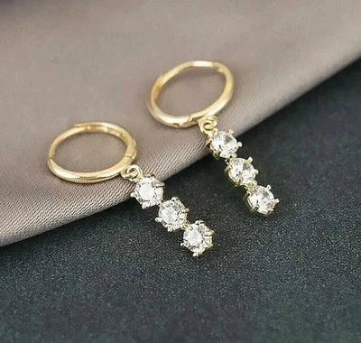 3.00Ct Round Cut Natural Diamond Luxury Earring Stud Solid 14K Yellow Gold - Image 1 of 4