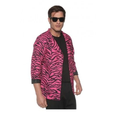 Underwraps Zebra Blazer Rosa Azul Branco Anos 80 Rock Masculino Fantasia de Halloween 2870 - Imagem 1 de 4