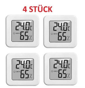 4 St Mini Thermometer Weiß Hygrometer Luftfeuchtigkeit Temperatur Digital Gerät - Bild 1 von 3