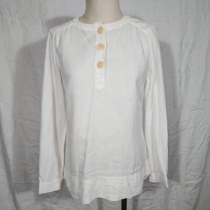 BODEN Sz 10UK 8US White Linen Henley Style Shirt Top - Picture 1 of 7