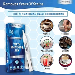 PACK OF 4 TEETH WHITENING GEL PENS, EFFECTIVE GEL TOOTH WHITENER STAIN REMOVAL - Picture 1 of 7