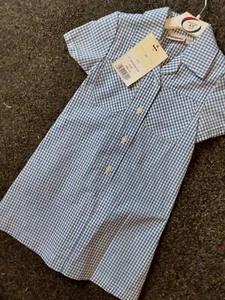 SALE NEW GIRLS BANNER BLUE CHECKED SCHOOL SUMMER DRESS SIZE 4-5 YEARS - Picture 1 of 1