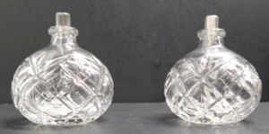 Set of 2 Vintage Lamplight Twin Starlight Cut Glass Oil Candle Lamps with Wicks - Picture 1 of 4