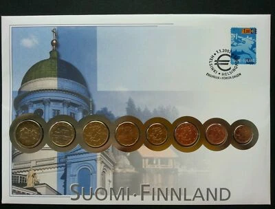 [SJ] Finland Euro Coin 2002 Building Culture Tower Currency Money FDC coin cover - Image 1 of 4