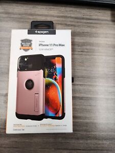 Spigen Slim Armor Case for iPhone 11 Pro Max with Kickstand - Pink & Black
