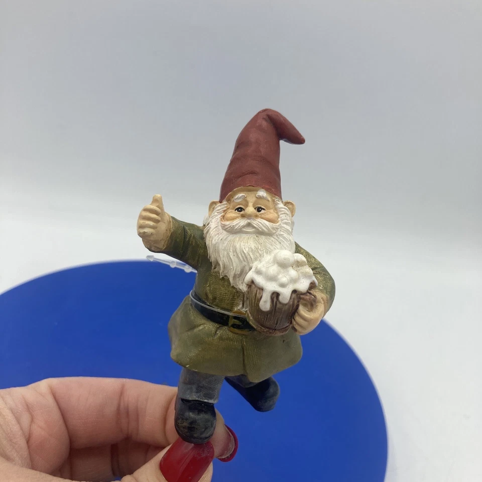 Miniature Cheers Gnome Drinking Beer Pick MG 242 Fairy Garden Terrarium