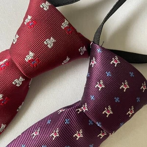~ ~Boys Christmas Ties (Pair) Bears and Reindeer, Red/Purple Age 3-7, adjustable - Picture 1 of 7