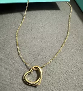 Tiffany & Co. 18k Yellow Gold Paloma Loving Heart Peretti Chain Necklace 16" - Picture 1 of 2