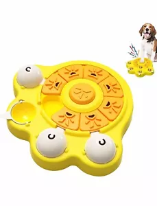 Interactive Dog Puzzle Activity Toy Treat Dispenser With Squeaker YELLOW - Picture 1 of 6