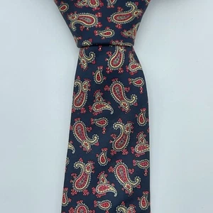 CLAYBROOKE Mens Silk Tie Blue Paisley Necktie Made in USA 3.25"x58" Classic - Picture 1 of 5