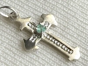 Genuine Colombian emerald pendant , cross pendant, silver 925, natural emerald - Picture 1 of 8
