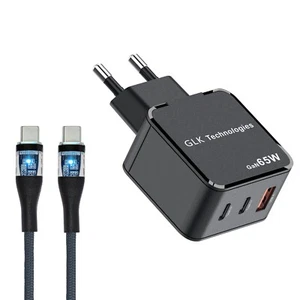 GLK Ladegerät 65W USB Typ C / USB  Schnell Schwarz Ladekabel USB Typ C Universal - Bild 1 von 7