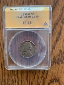1939D 5 cent coin REVERSE OF 1940 ANACS 45 - Picture 1 of 2